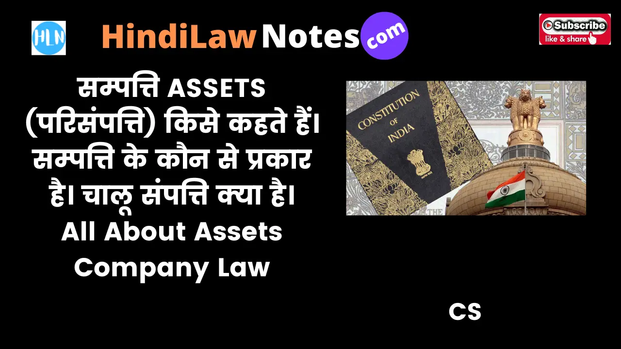All about assets Company law- Hindi Law Notes